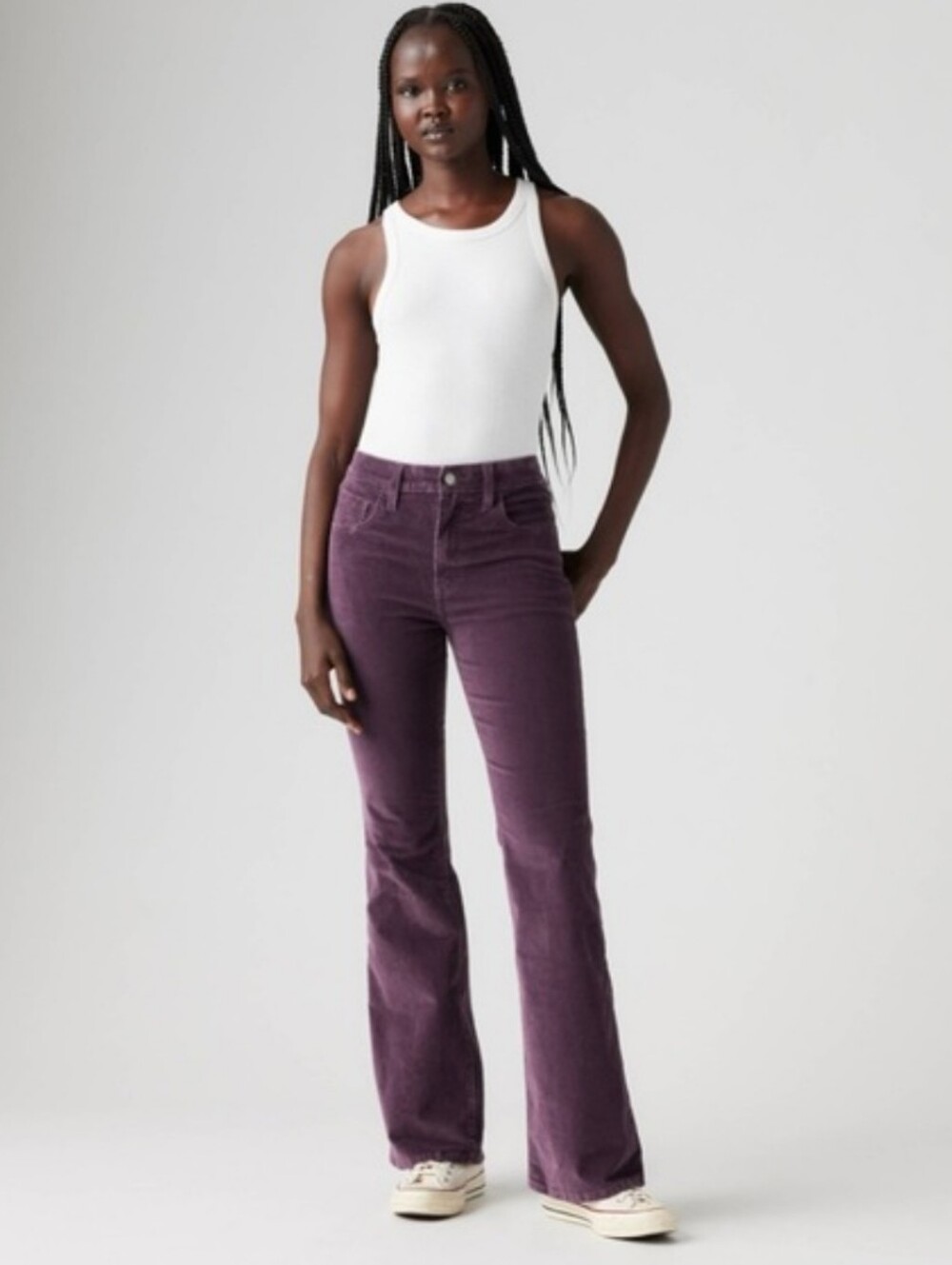 Levi's Women's 726 High Rise Slim Fit Flare Corduroy Jeans Deep Purple